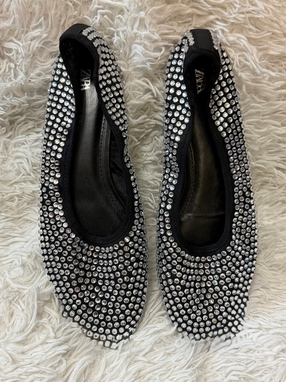 Zara Crystal Embellished Ballet Flats Size 42/11.5